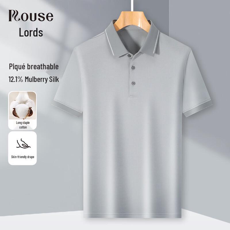 LUOZI Men s Cotton-Silk Knit Polo Shirt 52