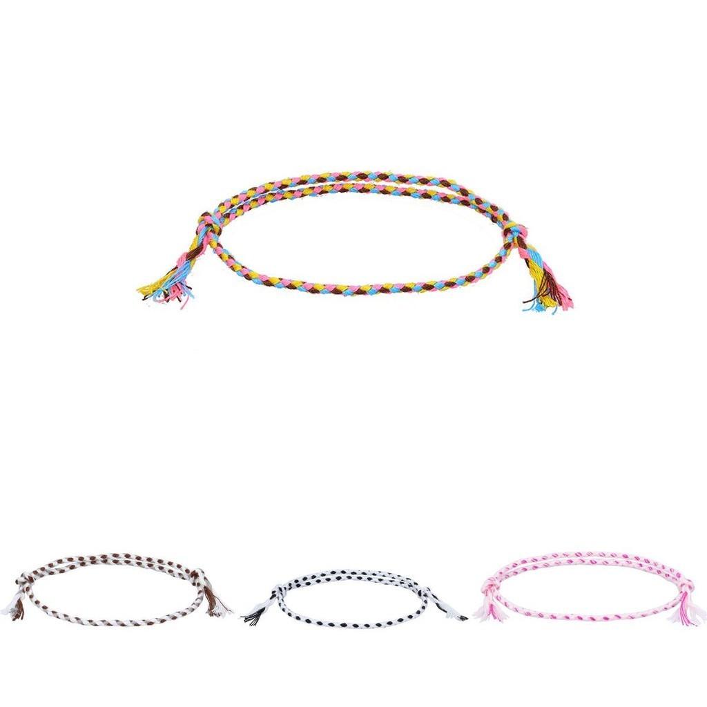 Cross-border New Arrival Minimalist Safety Buckle Four-strand Colorful Hand Rope Handcrafted Woven Red Rope Bracelet