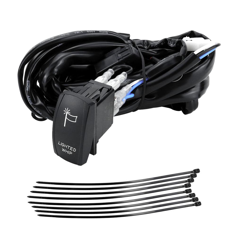 

160W Lighted Whip Wiring Harness Kit For UTV ATV Polaris RZR Maverick X3 Talon