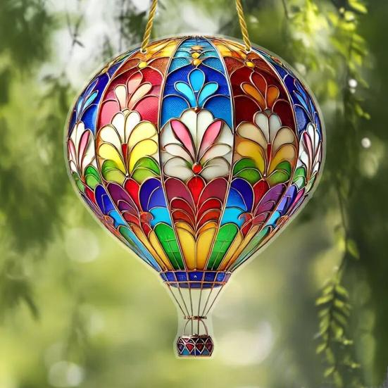 Hot Air Balloon Decoration 2D Flat Acrylic Pendant Colorful Hot Air
