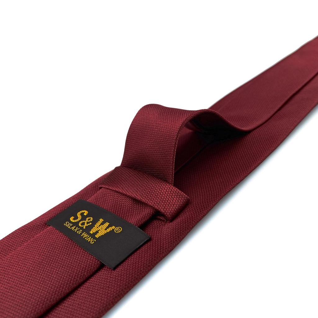 SHLAX&WING Plain Red Silk Tie for Men, Long and Narrow, 6cm