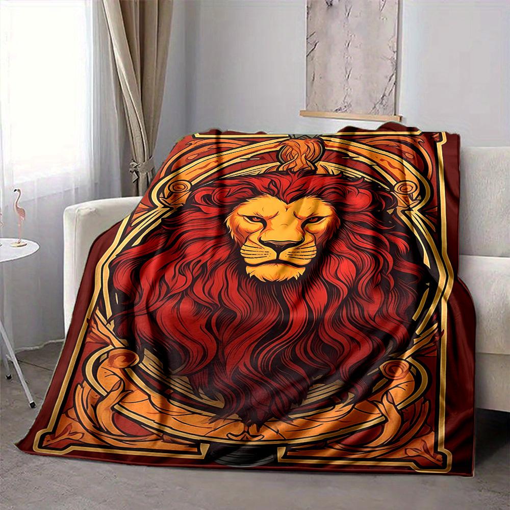 1PC Lion Art Blanket Soft Warm All Season Throw for Sofa, Bed, Car, Office Vibrant Colorful Design, Durable & Cozy Gift