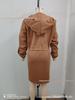 2024 European & American Women's Lace-up Hooded Lapel Long-Sleeved Casual Autumn/Winter Outerwear