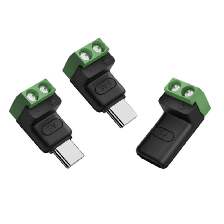 2PCS 5V3A Charging Adapters Type C to 2Pin Terminal Not Solder Set for Mobile Devices Household Appliances Lights