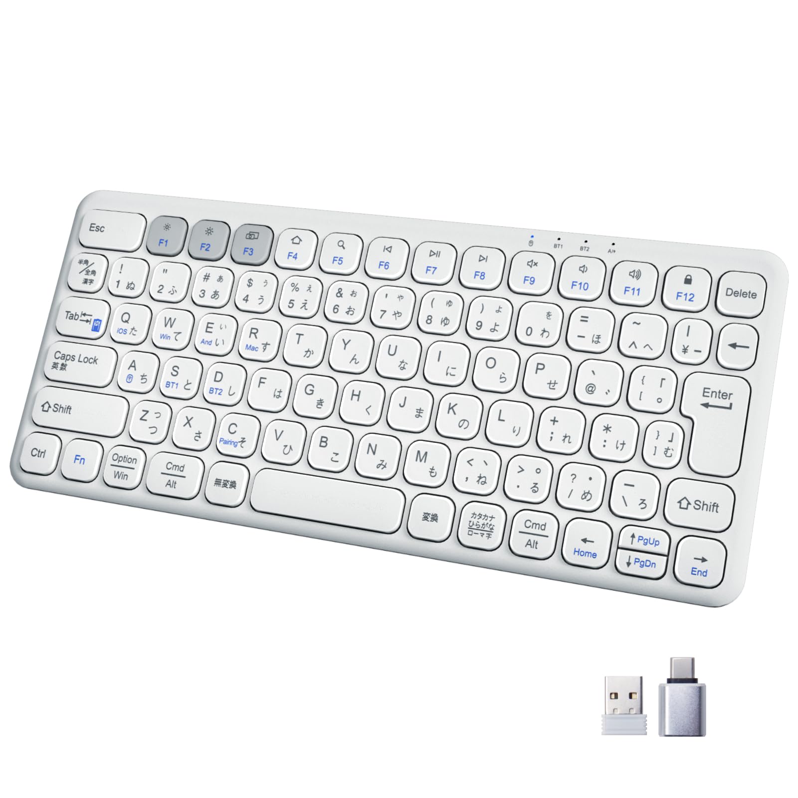 

Ewin Bluetooth Wireless Keyboard, 2.4GHz (USB Receiver Included), Compact, Type-C Rechargeable, JIS Standard, Japanese Layout, Quiet, Thin,