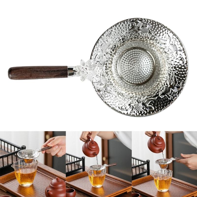 Metal Teas Filter with Wood Handle Easy Clean Teas Infuser for Home and Offices Use Sophisticated Sieves Teaware