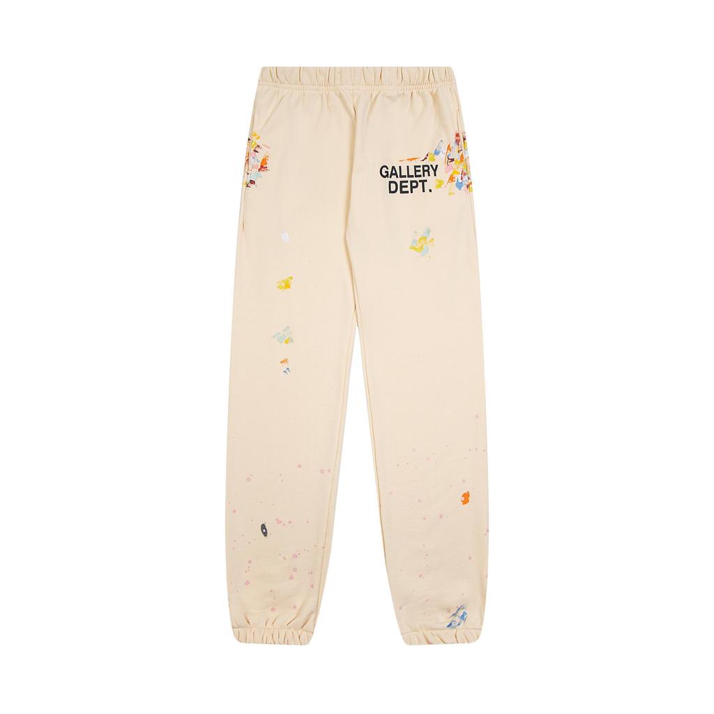 Ručně malované flekaté inkoustové patchworkové ležérní tepláky se stahovací šňůrkou, džínovina s mikro-rozšířenými nohavicemi, unisex dlouhé kalhoty