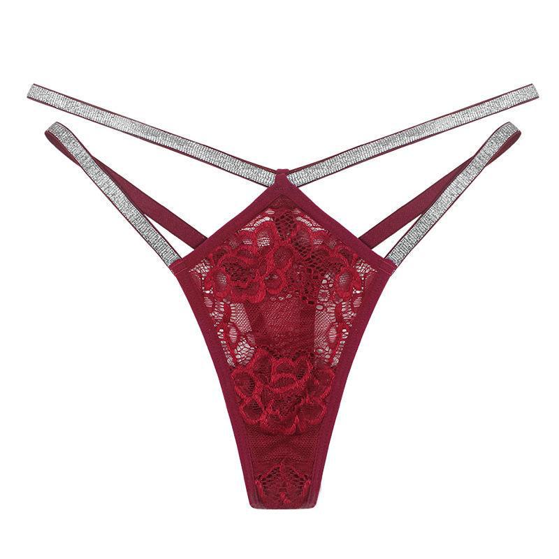 Damen Spitzen Low-Rise String mit doppelten dünnen Trägern - Europäischer und Amerikanischer Stil