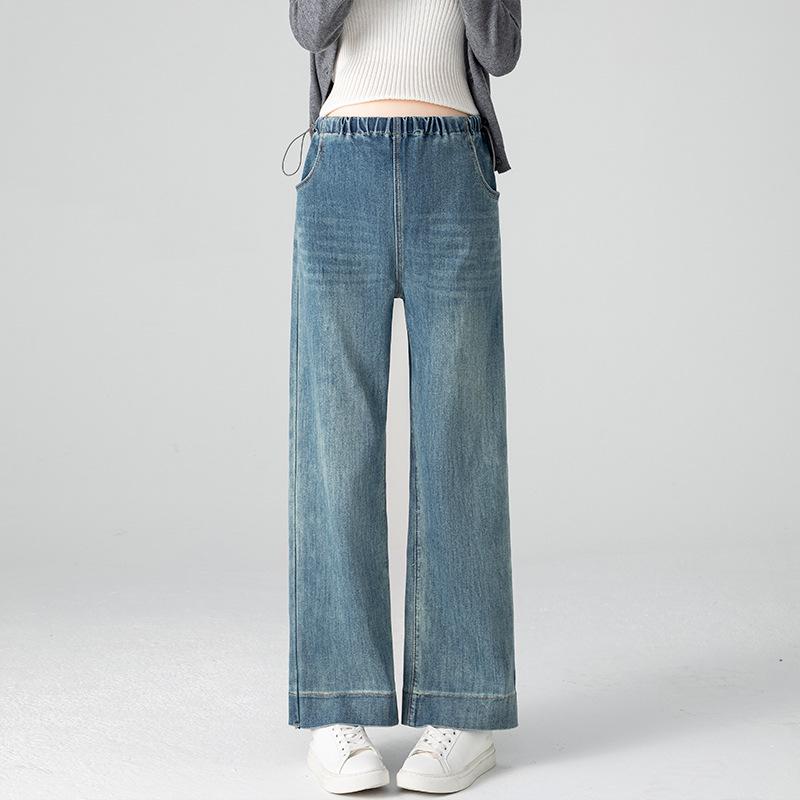 Urban Chic Real Shot High-Quality Maternity Stretch Cropped Jeans - Side Drawstring, Straight & Wide Leg. Medium