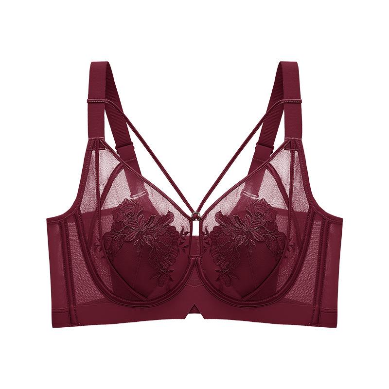 

Lingerie Feminine Lace Bra Rabbit Ear Cup Soft Steel Ring Anti-sagging Bra Push Up Bra 42/95D вино красного