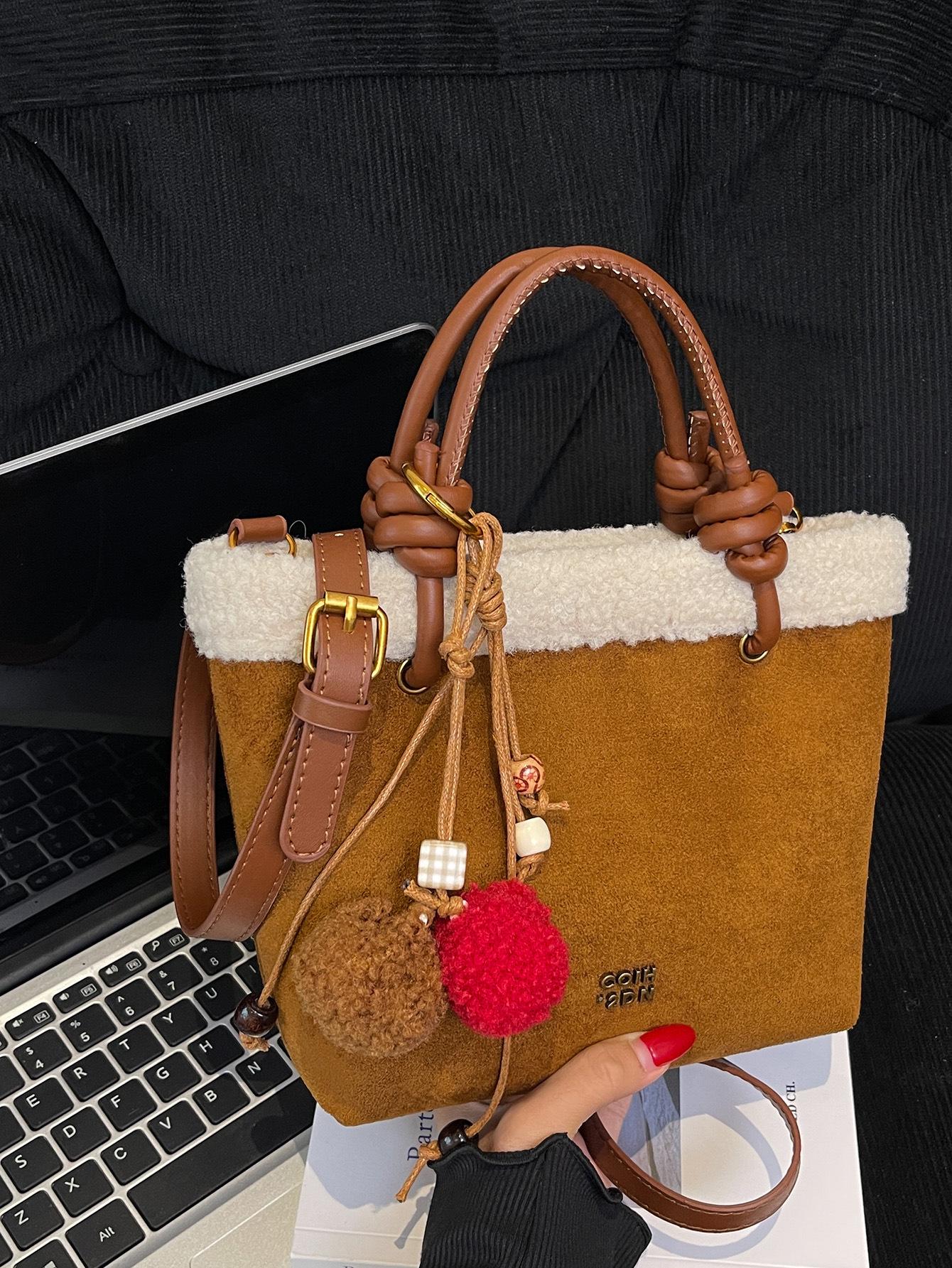

2025 Women s Autumn/Winter Vintage Matte Tote & Color Block Crossbody Bucket Bag Without pendant леопард друку кольору