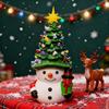Christmas Cartoon Snowman Ornament USB Powered Glowing Xmas Tree Topper Snowman Figurine Home Office Holiday Party Decoration