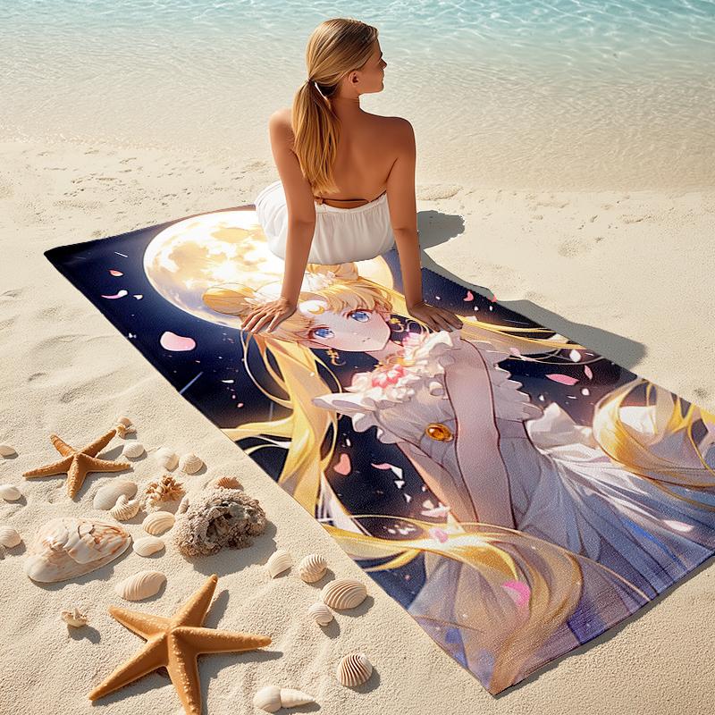 Beach Towel with Sailor Moon1 Pattern - soft,absorbent,machine washable Lightweight&Modern,swimming,Travel Essentials