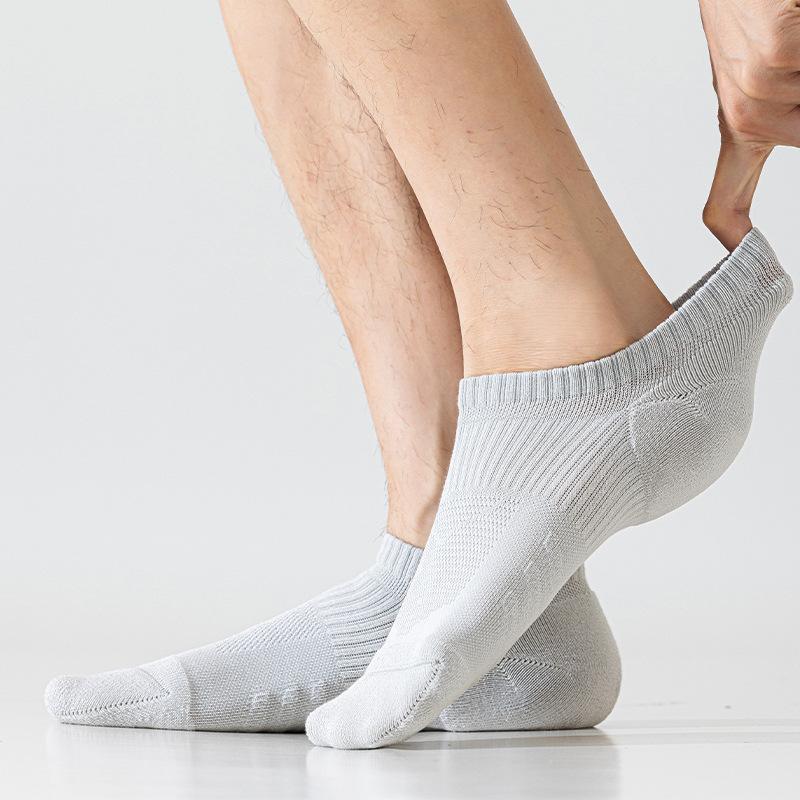 Summer Sports Loop Men's Boat Socks, Antibacterial, Deodorizing, Anti-pilling, Mesh Breathable and Sweat-absorbing Short Socks for Running and Cycling