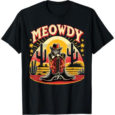 Katze Cowboy Cowgirl Country Western Meowdy Lustiges Katzen T-Shirt