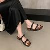 Fairy style satin bow open-toed slippers female summer wear 2025 new with skirt beautiful slope heel sandals