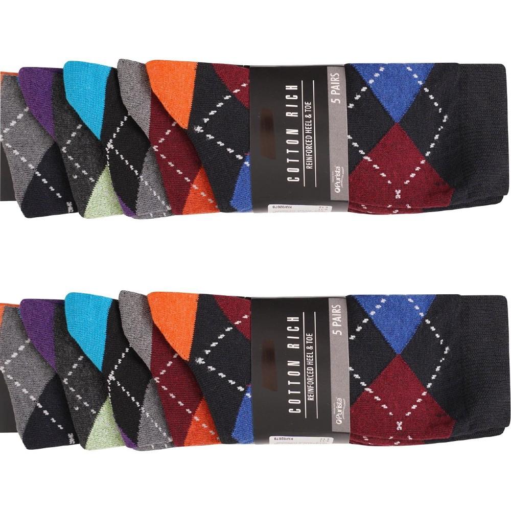Ex Store Mens Argyle Cotton Socks (Pack of 10)