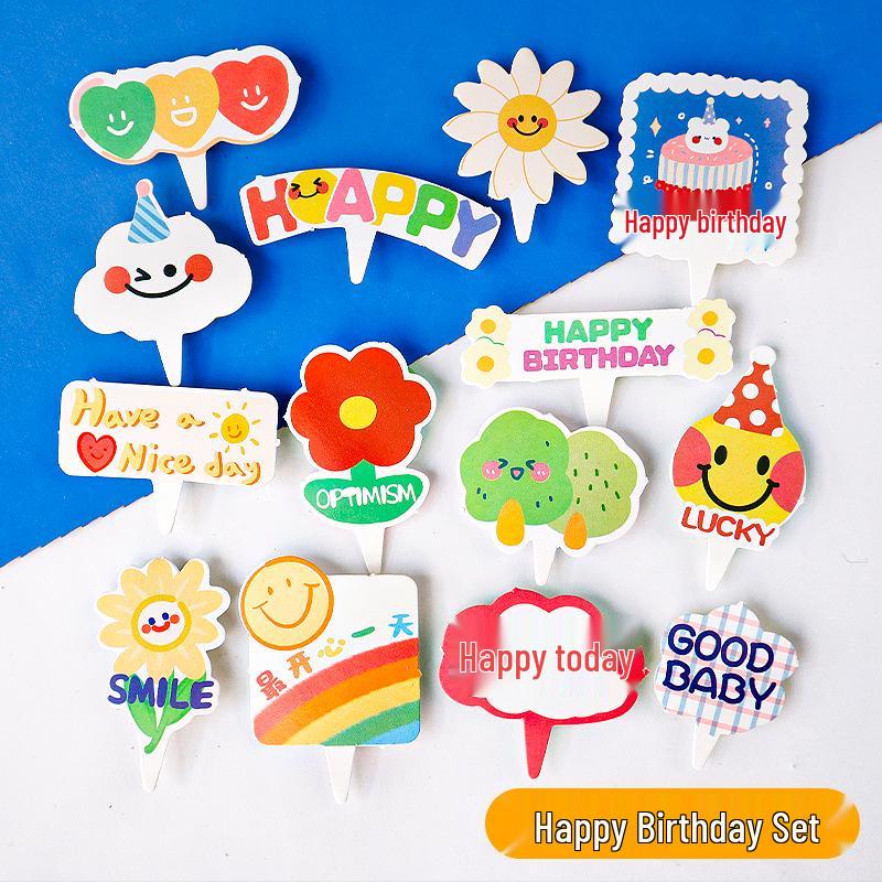 Sushi Cartoon Cupcake Toppers & Ice Cream Flag Picks for Happy Birthday Desserts