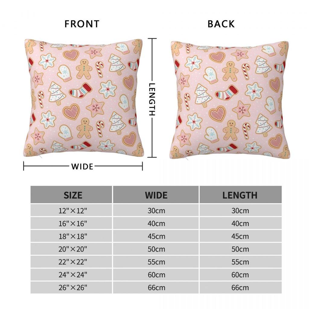 Christmas Gingerbread Pattern Pastel Pink Red Pillowcase Double-sided Printing Cushion Cover Gift Throw Pillow Case Cover Home