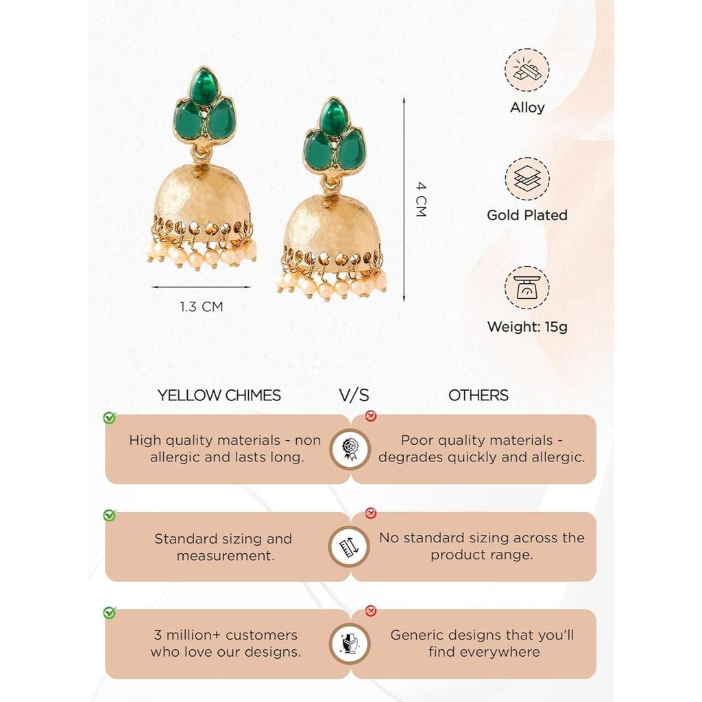 Earrings for Women and Girls | Traditional Jhumka | Gold Plated Earring | Accessories Jewellery for Women | Birthday Gift for Girls and Women