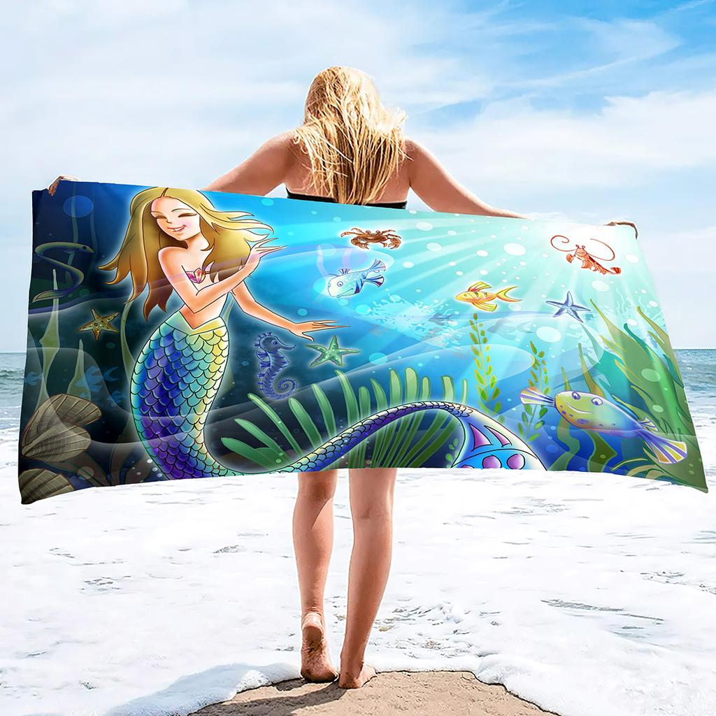 Beach Towels Mermaid Bath Towels Microfiber Pool Towel Shower Towel Beach Towels Quick Dry Pool Towels Gifts for Kids Girls