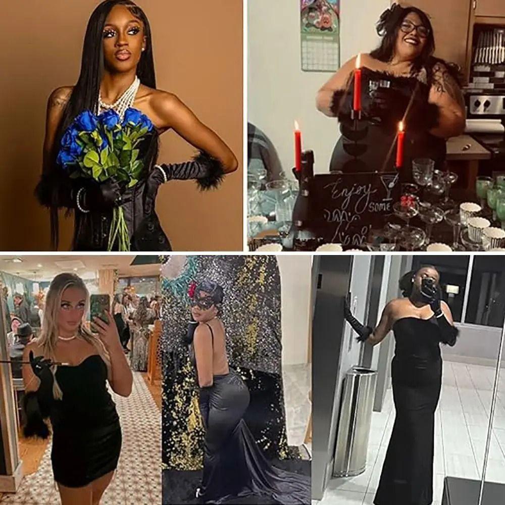 Satin Bride's Long Gloves Elegant Women Cosplay Gloves Romantic Women's Long Mittens Evening Party