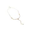 Gold Electroplated Oval Zircon Tassel Necklace - Korean Light Luxury, High-End Sweater Chain, European & American Style for Women