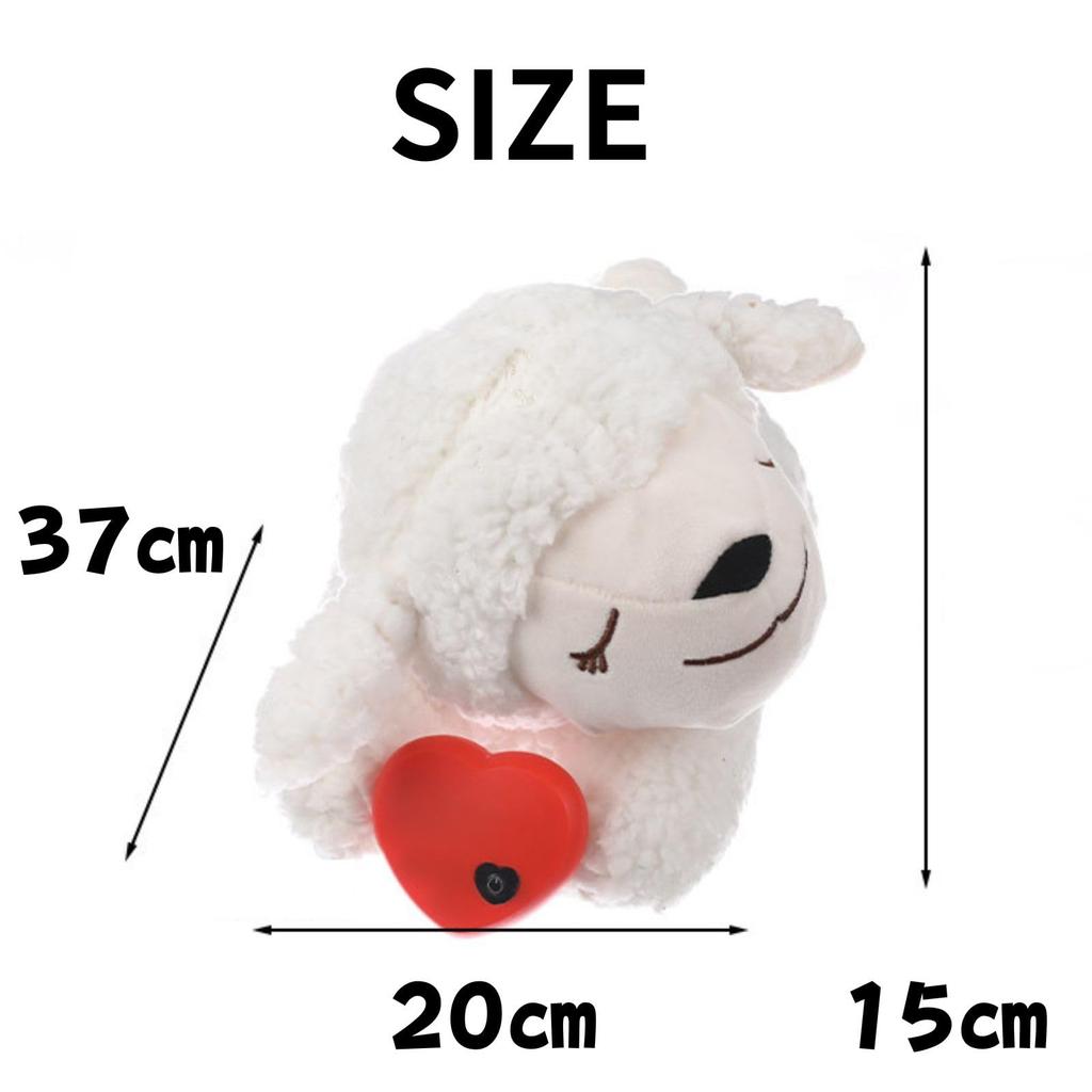 Leap Raupe Separation Anxiety Relief Plush Dog Sheep Toy, Large, Durable, Heartbeat, White,