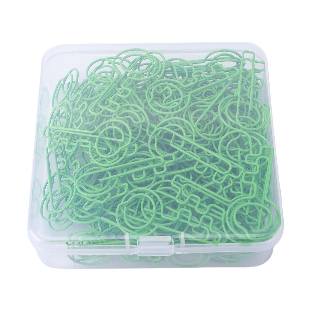 100PCS Key Shaped Paper Clips Cute Portable Bookmark Clamps for School   Document Note Organization Green