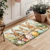 Cartoon Easter Bunny Eggs Pattern Door Mat Machine Washable Non Slip Rectangle Shape for Home Holiday Decor Kitchen Welcome Rug