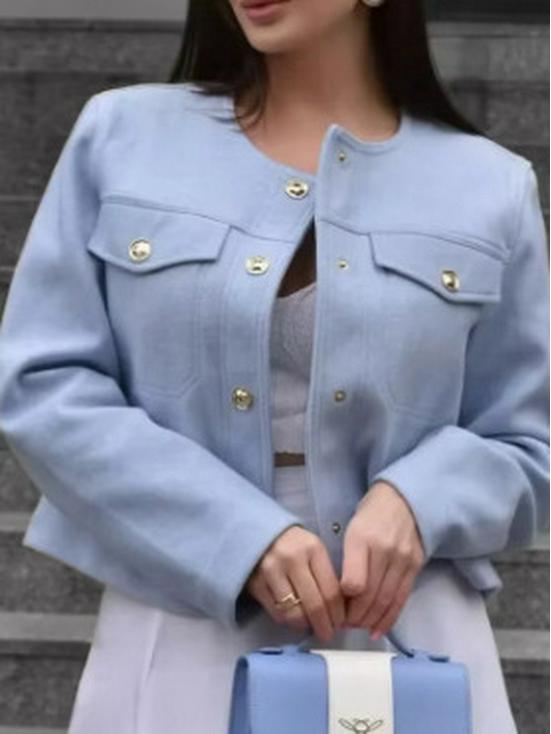Women's European & American Style Pocket Decor Short Cardigan for Autumn & Spring