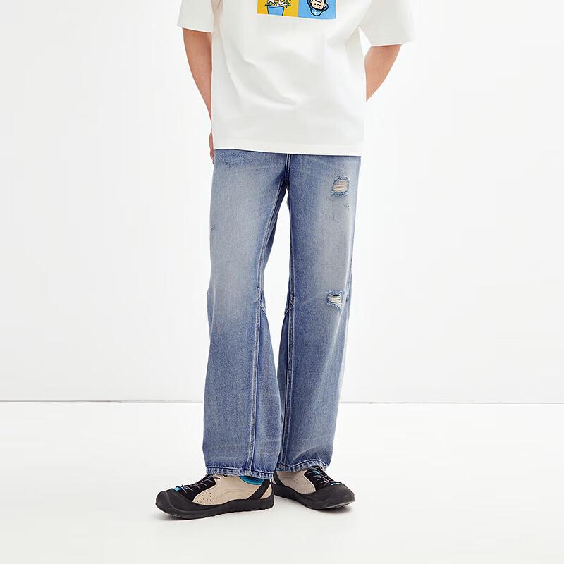 Peacebird Men's Summer Distressed Loose Straight-Leg Jeans