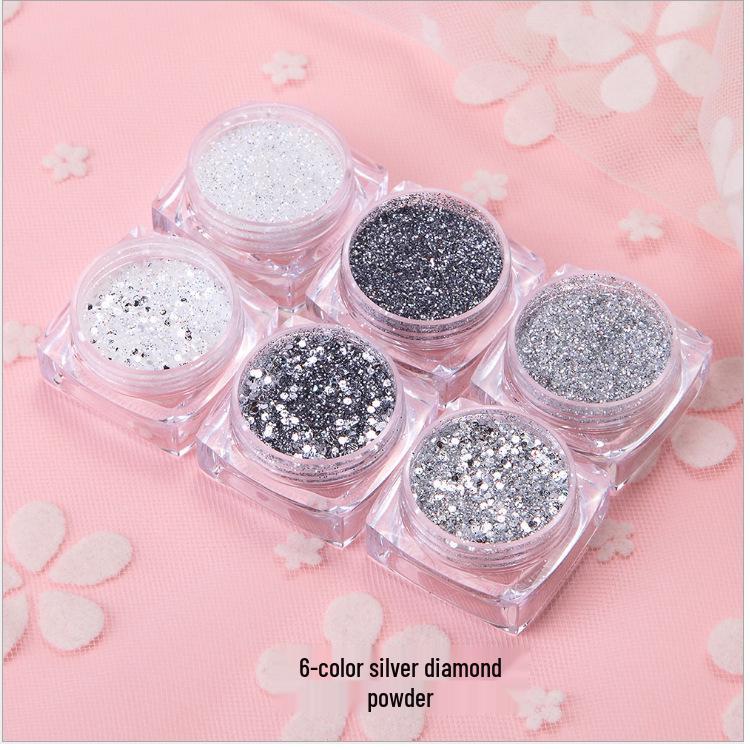 

Набір новорічного манікюру з 6 кольорів: Червоний, золотий та сріблястий блискучий алмазний порошок