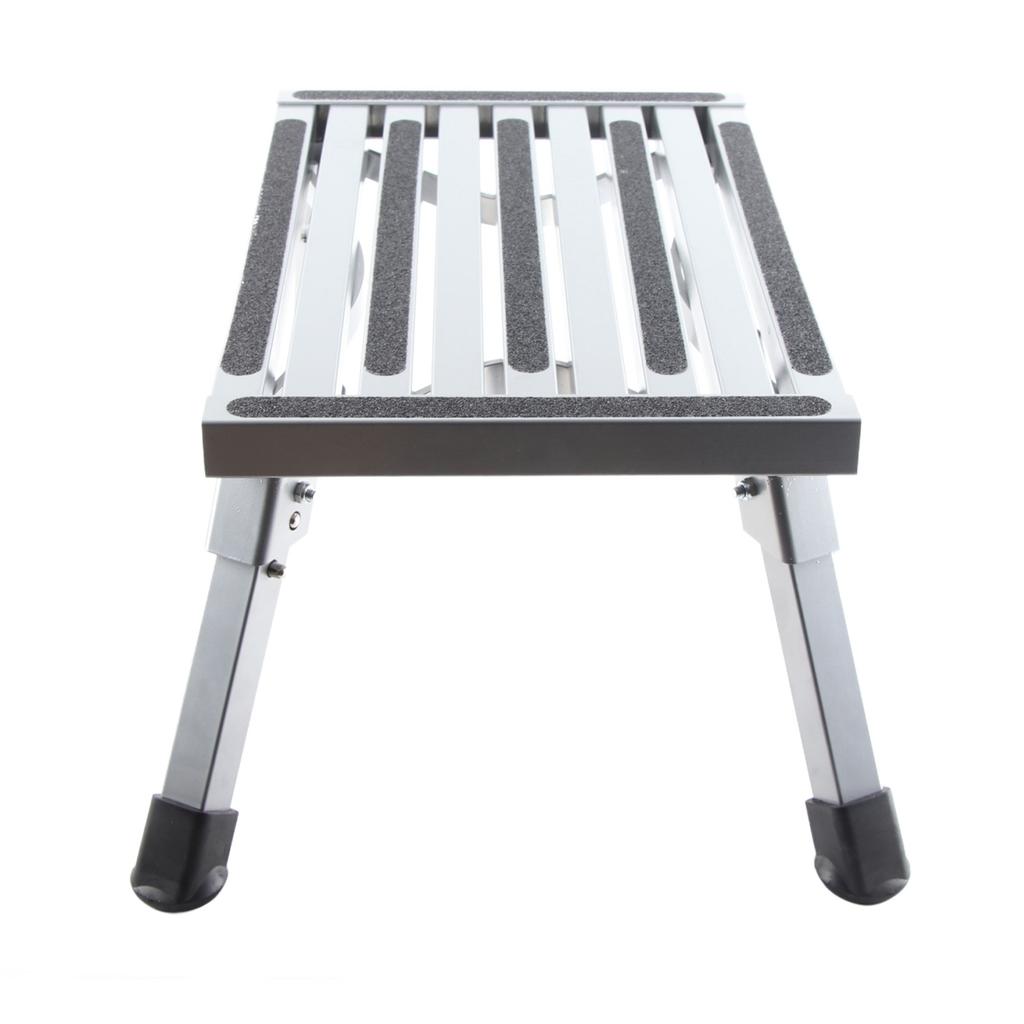 RV Step Stool Multifunctional Rubber Feet Silver Gray Stable Aluminum Alloy RV Foldable Step Stool