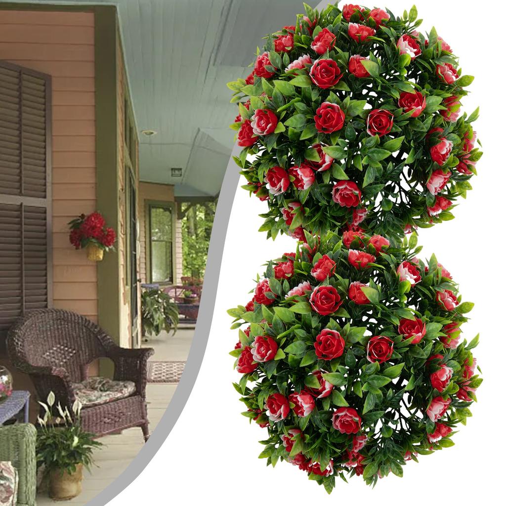 Landscaping Grass Ball Home Garden 1pc Artificial Garden Rose Flower Balls Stage Topiary Hanging UV Stable Birthday