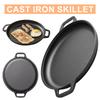 Cast Iron Skillet Pan with Dual Handles Non-Stick BBQ Camping Fry Pan Steak Pork Chicken Cooking Pot Outdoor BBQ Grill