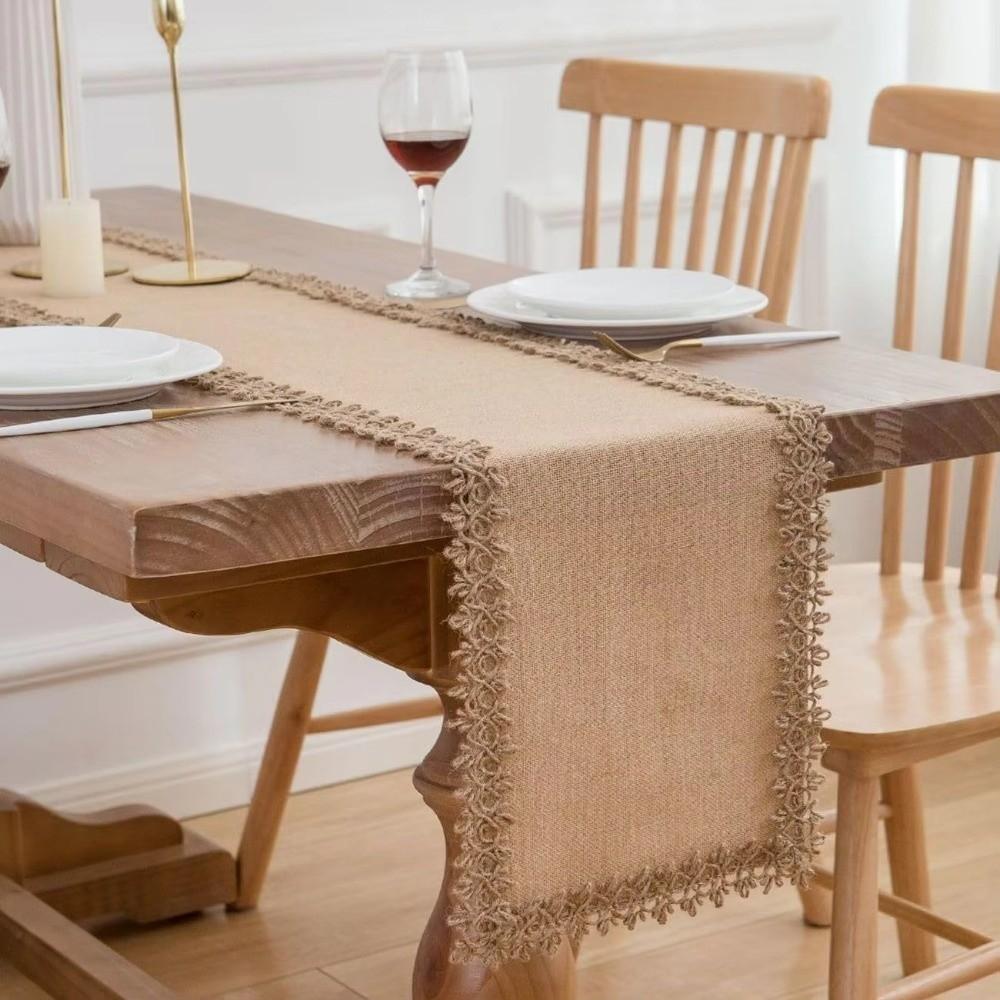 Woven Texture Jute Table Runner Jute Machine Wash or Brush New Burlap Table Runner Wedding Party