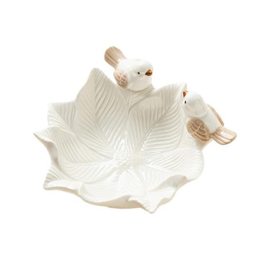 Cute Bird Tray Ceramic Dessert Plate 2 in 1 Jewelry Ring Tray A