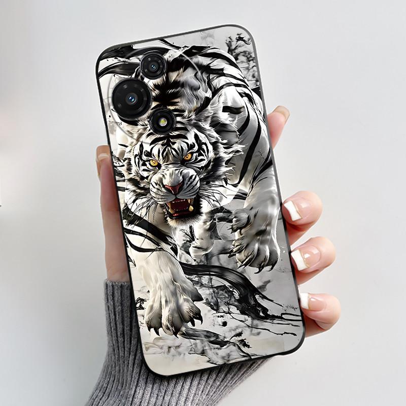 Cute Soft Black Casing For TCL 60R 5G/60 5G Shockproof Cover For TCL 60 SE Nxtpaper T521K Funny Cartoon Cat Design Shell