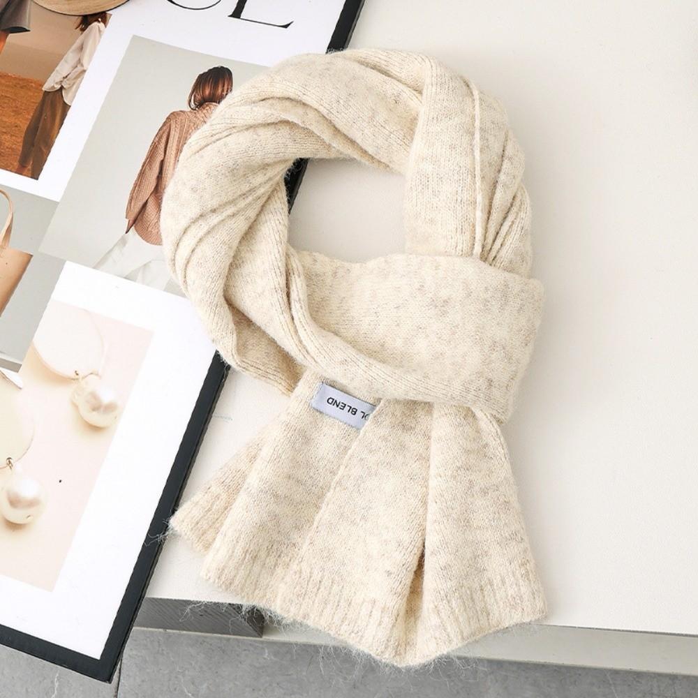 Versatile Warm Neck Warmer Coldproof Solid Color Knitted Scarf Windproof Scarves Bib Autumn and Winter