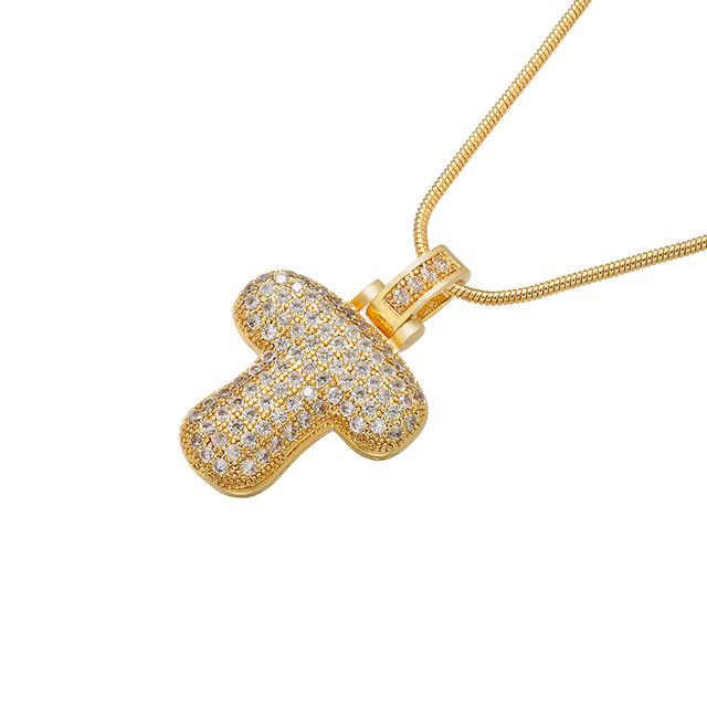 ZHUKOU high quality crystal brass gold letter necklace for ladies good friends couple birthday gift model: VL34