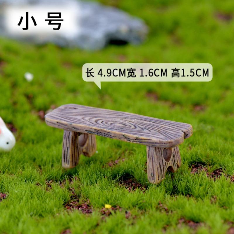 Mini Imitation Solid Wood Tables and Chairs Micro Landscaping Resin Square Wooden Tables Chairs Benches Miniature Ornaments