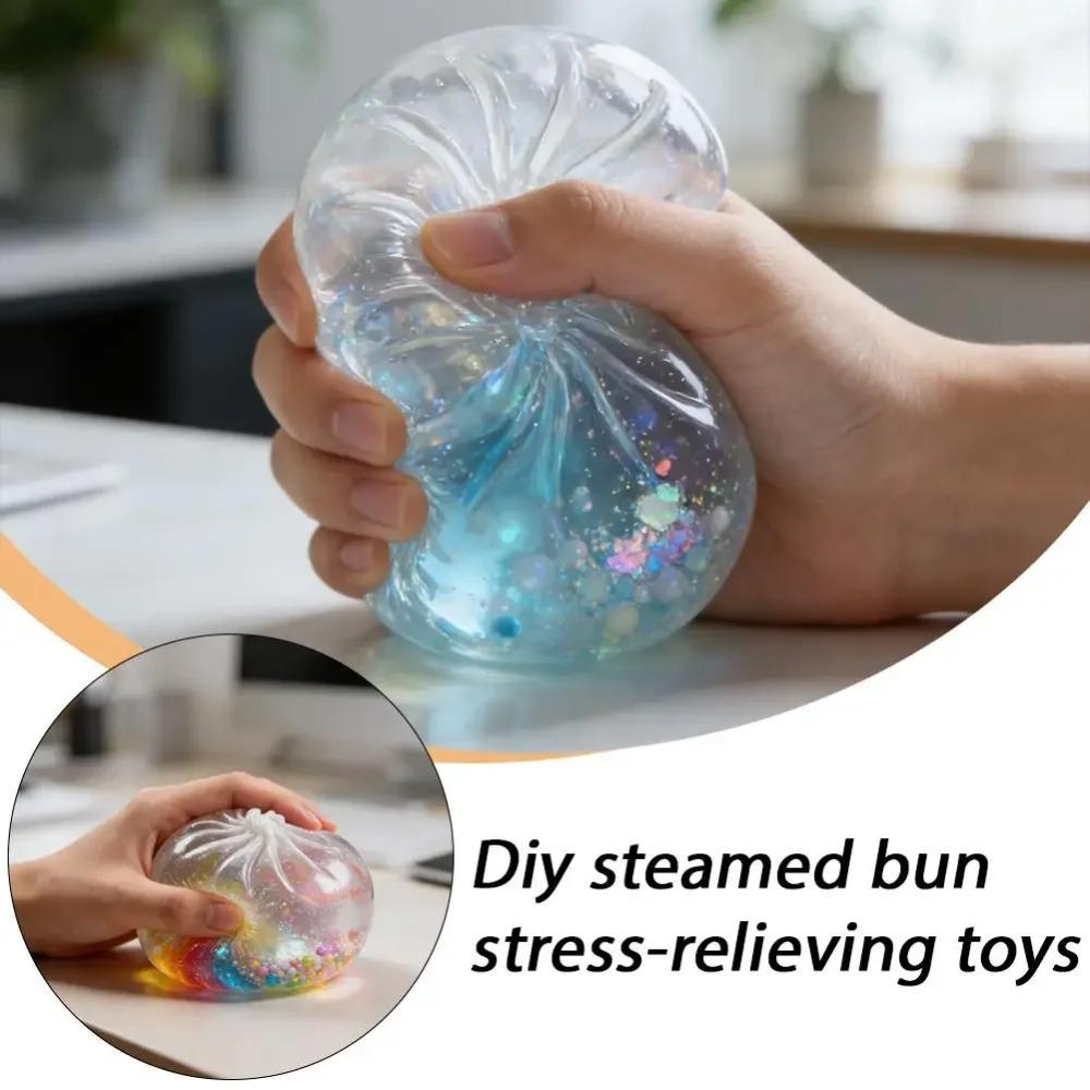 2Pcs Bun Shaped Design Clear Bun Skin DIY Stress Ball Cover Stress Relief Squeezing