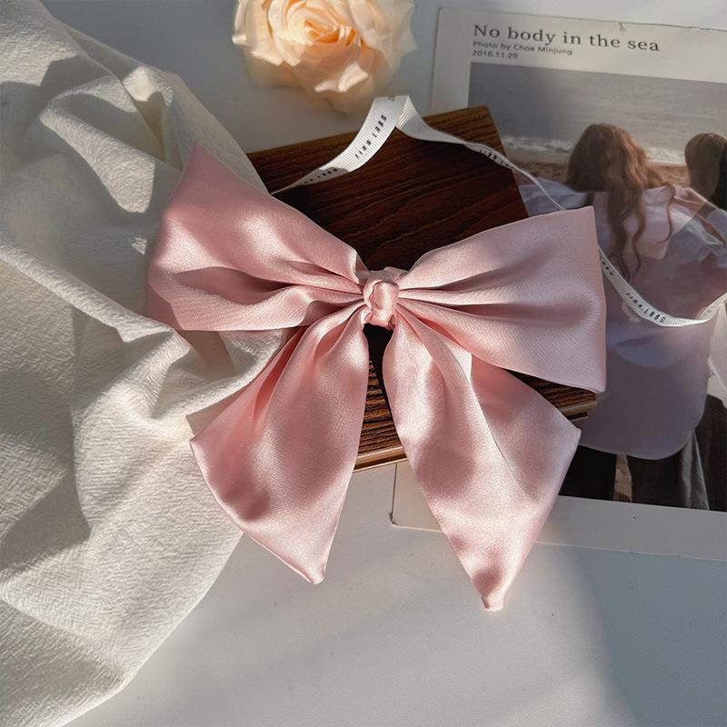 

Women Bow Ribbon Hair Clip Fashion Simple Solid Satin Spring Clip Hair Pin Elegant Retro Headband Clips Girls Hair Accessories