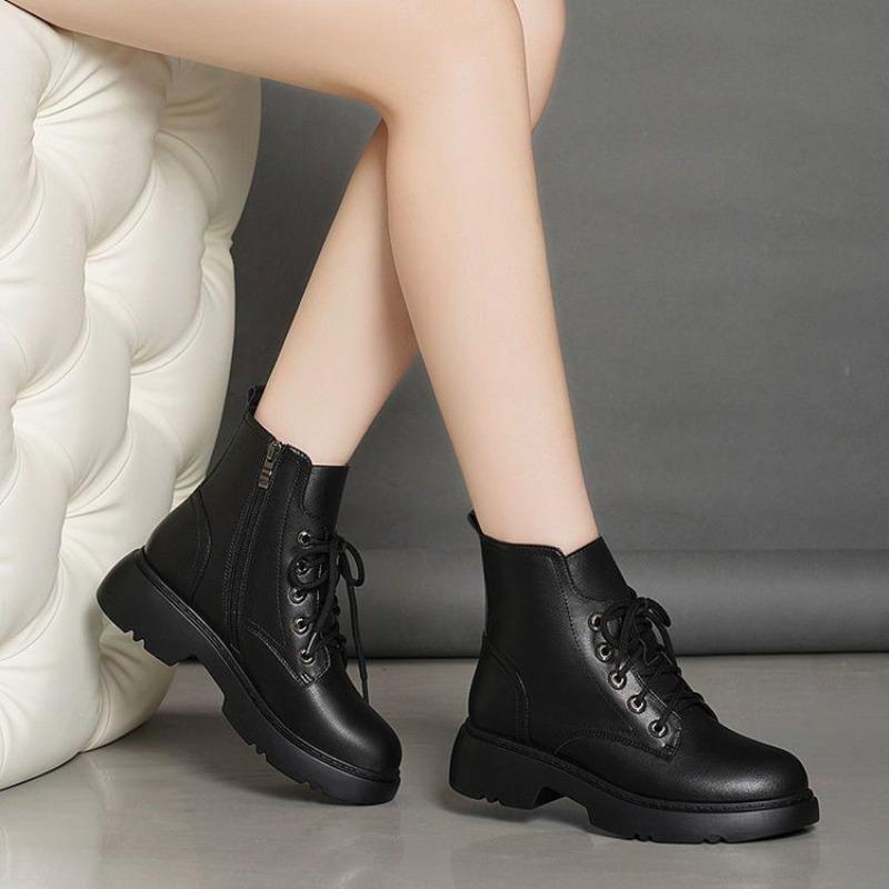 Versatile platform Martin boots women's new autumn and winter velvet soft leather short boots trendy women's shoes
