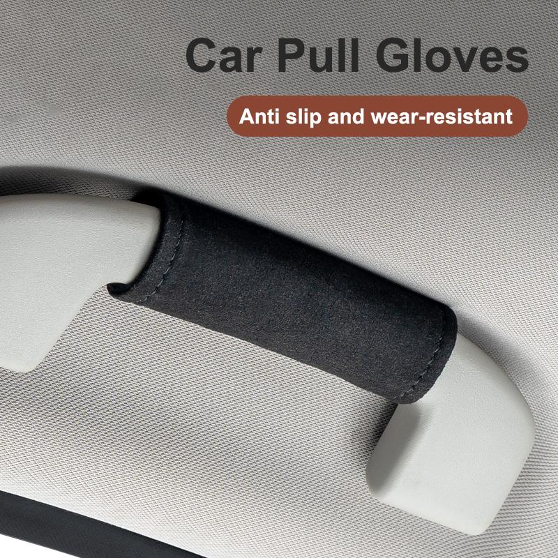 Car Suede Auto Emblem Roof Handle Protection Pull Gloves Accessories For Porsche 911 718 Cayenne Cayman Panamera Macan Boxster DNPQR1