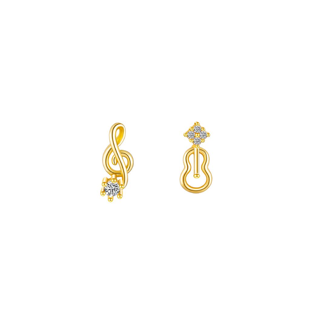 925 Sterling Silver Asymmetrical Note Violin Stud Earrings For Woman Christmas Gifts Piercing Jewelry Aretes De Mujer Party Gift