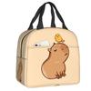 Custom Chilling Capybara Insulated Lunch Bag for Women Portable Cooler Thermal Lunch Box Kids School Children