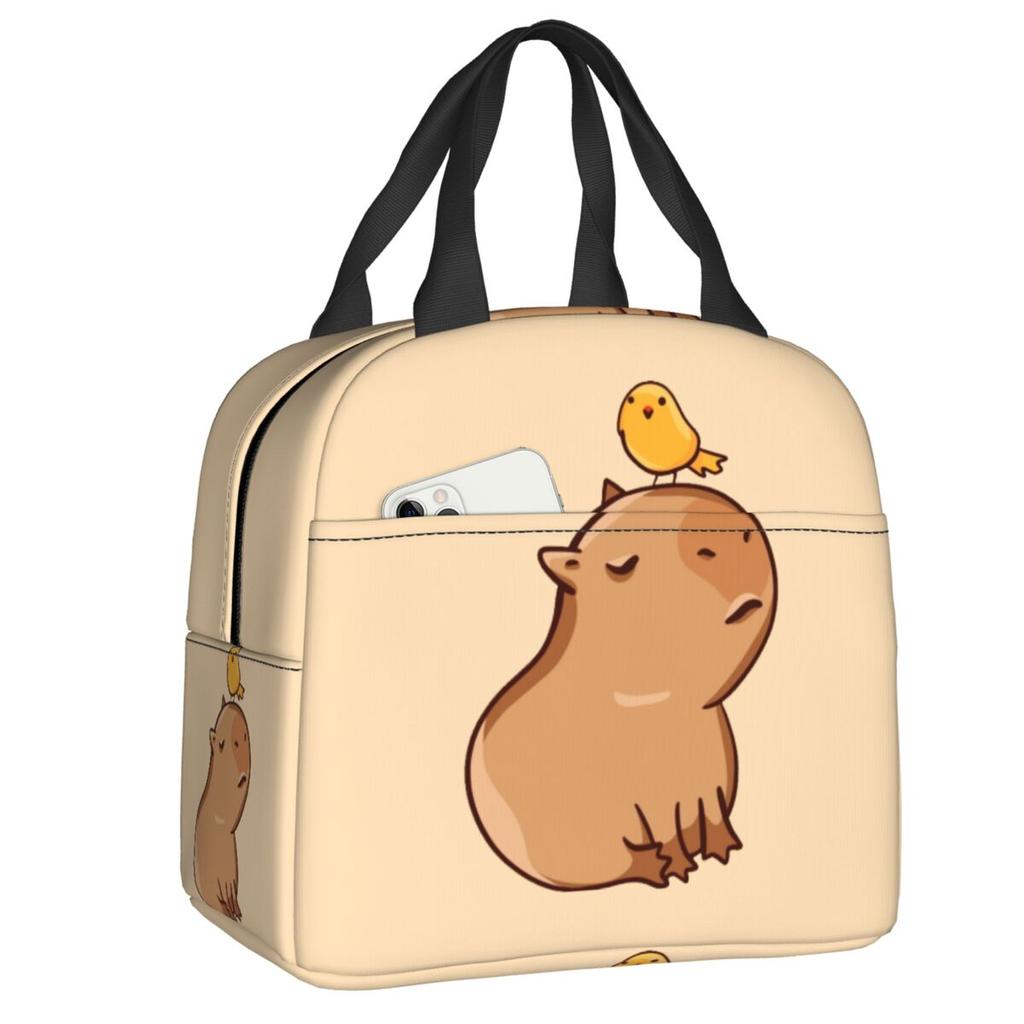 Custom Chilling Capybara Insulated Lunch Bag for Women Portable Cooler Thermal Lunch Box Kids School Children