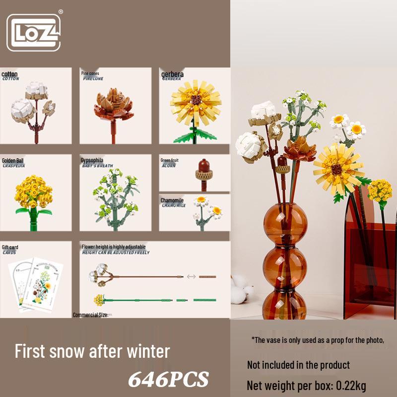 LOZ DIY Building Blocks Flower Bouquet - Tulip & Rose: Ideal Birthday Gift or Home Decor.